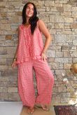Nonni Gingham Relaxed Barrel Pant Chilli